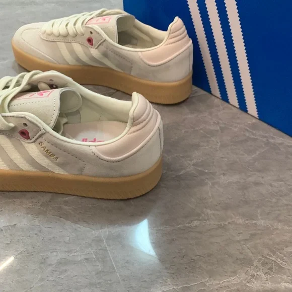 adidas Cream and Pink Women's Sneakers - Picture 5 of 5